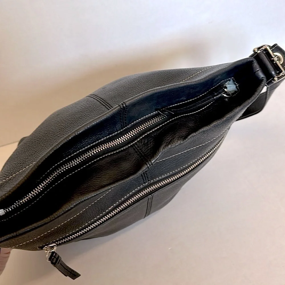 Coach Black Textured Leather Shoulder Hobo
